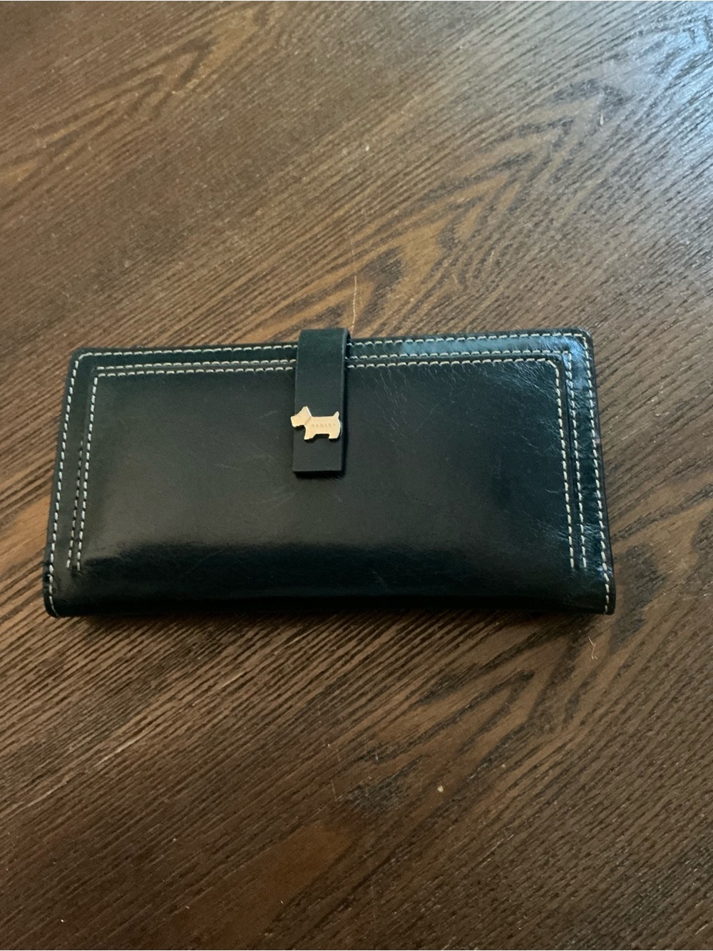 Radley Navy Leather Continental Wallet with Dog Charm